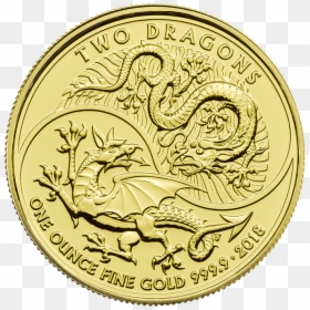 Two Dragons 2018 1 Oz Gold Coin"   Src="https - Royal Mint Double Dragon, HD Png Download - gold dragon png